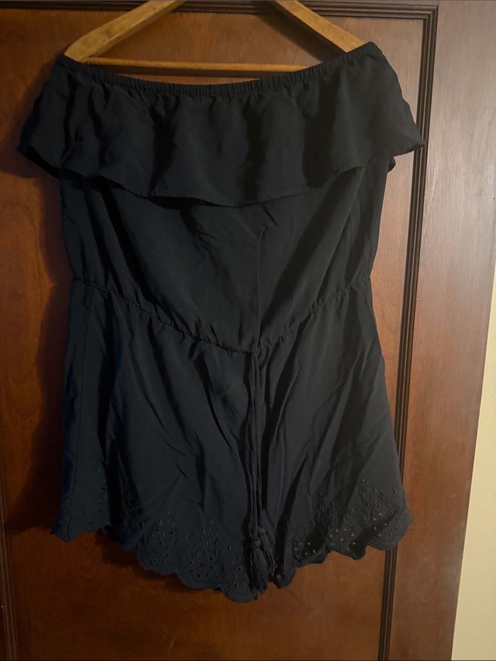 Black Mossimo Off-Shoulder Ruffle Romper